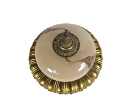 Vintage - hanglamp - plafonniere- verguld - Art Deco - gesatineerd glas - 1970's