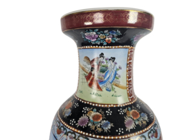 Vintage - Satsuma Geisha - XL Vaas - porselein - China - 3e kwart 20e eeuw