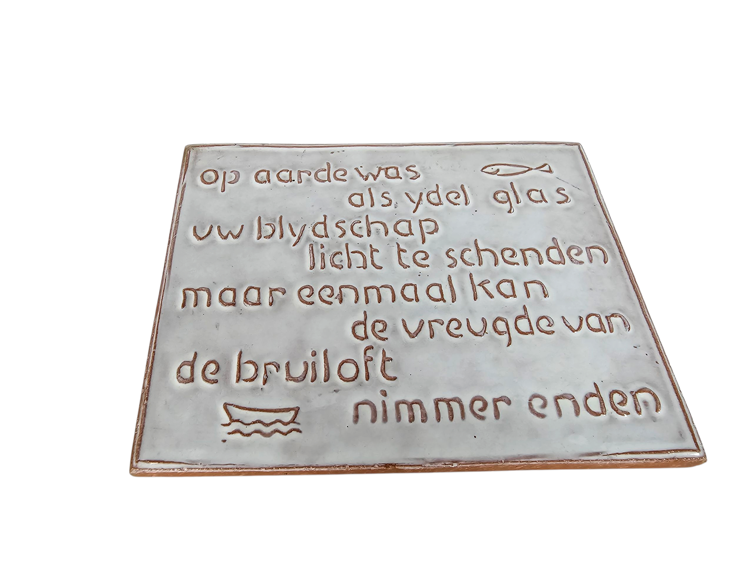Mobach keramiek - plaquette - wandbordje - spreuk - 1960's