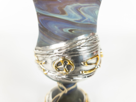 Sherman art works - 925 sterling zilver - glas - gesigneerd - Kiddush cup - Israel