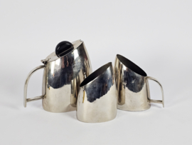 Art deco stijl - Bauhaus - koffie/thee set. (4) - metaal - chroom - zilver - bakeliet - 2e kwart 20e eeuw
