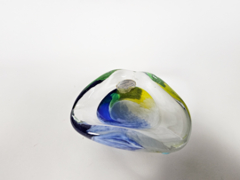 Glas galarie - helder glas - blauw - geel - Studio glas - 80's