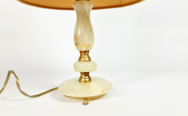 Albast - natuursteen - onyx - tafellamp - Spanje - Hollywood Regency stijl - verguld - 70's
