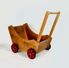 Dutch design - ADO - Houten speelgoed - Ko Verzuu - Kinderwagen - 'De Stijl' -  Gerrit Rietveld geïnspireerd - 70's