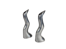 Ikea - design Anna Efverlund - Atomic - 2 'Zig Zag' - massief aluminium kandelaars - 3e kwart 20e eeuw