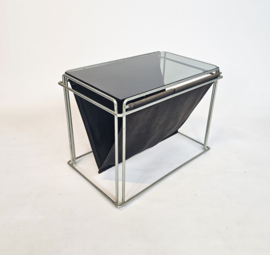 Max Sauze studio -  side table - lectuurbak - metaal -glas - 70s