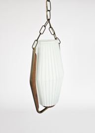Scandinavisch design - Vintage- teak  - messing - melkglas - hanglamp - 60's