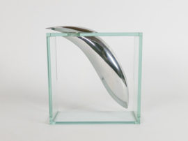 Lisa Mori voor Inn - Modernist - glas - kristal - Aluminium - vaas - 90's