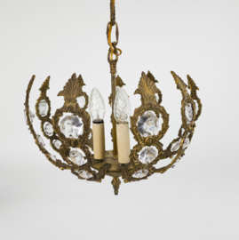 Palwa Palma & Walter stijl - Hollywood Regency stijl - messing - facet geslepen glas - hanglamp - verguld - 3e kwart 20e eeuw