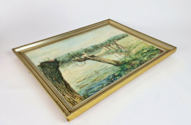 Olieverf op doek - polderlandschap - Nisse - 1977 - gesigneerd