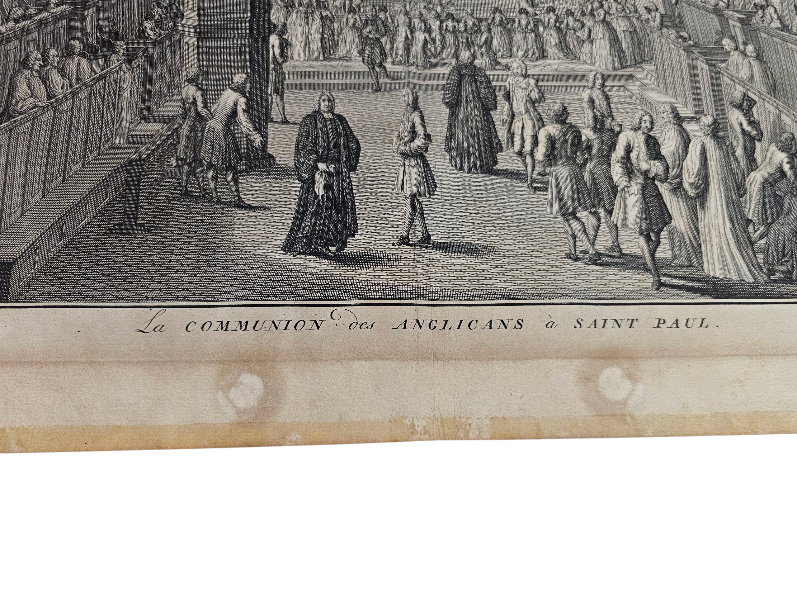 Jacob van der Schley - 'La communion des Anglicans a Saint Paul' - kopergravure  - 1736
