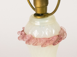 Murano - Opaline - glasdesign - tafellamp - paddenstoel lamp - hand geblazen - 80's