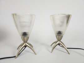 Gebr. Kemner - glas - metaal - tafelampen - 2 (set) - 3e kwart 20e eeuw
