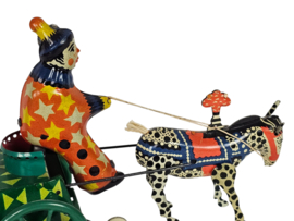 Tin Toy - Clown op ezel - opwindbaar - China - 3e kwart 20e eeuw