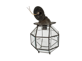 Amsterdamse school - lantaarn lamp - facet geslepen glas - koper - 1920's