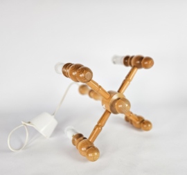 Deens design - kroonluchter -  4 armen hanglamp - grenen - 90's
