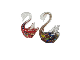 Murano - zwanen (2) - glas - kristal - beeldjes - figurines - 90's