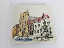 Kunstaardewerkfabriek De Drietand - Gouda - 3 x tegel - Vianen  - 3e kwart 20e eeuw