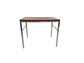 Vintage - teakhout - bijzettafel  chroom - industrieel - Holland - 60's