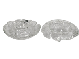 Orrefors -  'flower' - waxinelichthouders (2) - Zweden - 3e kwart 20e eeuw