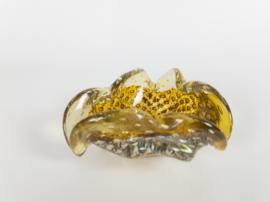 Barovier & Toso - Murano - asbak - glas - amber - zilverdeeltjes - 1950's