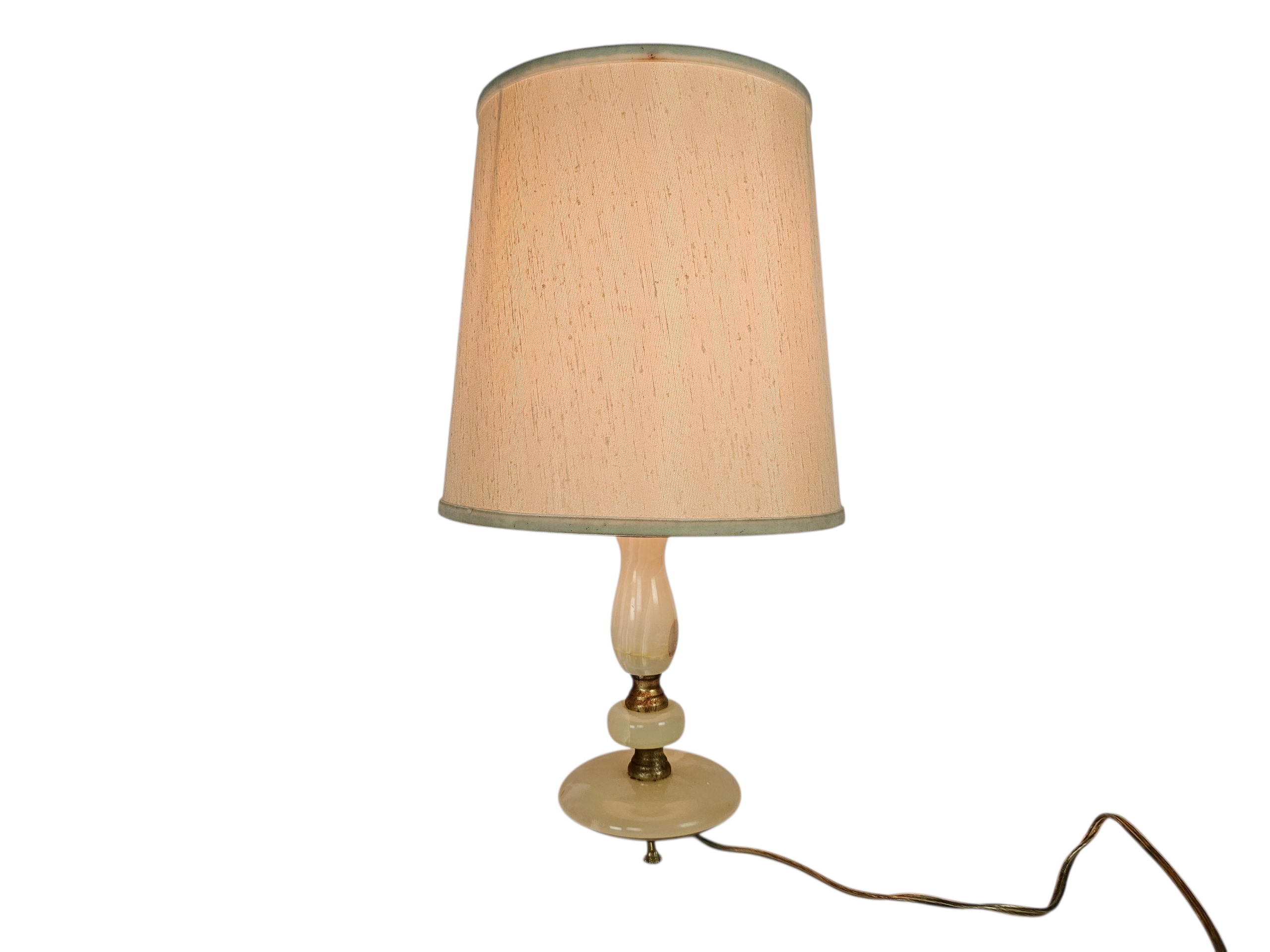 Albast - natuursteen - onyx - tafellamp - Spanje - Hollywood Regency stijl - verguld - 70's