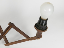 Schaarlamp | Harmonicalamp | wandlamp | vintage | Teak | 70's |