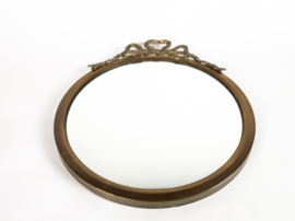 Ronde spiegel met strik - koper - glas - Hollywood Regency - 3e helft 20e eeuw