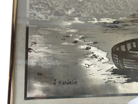 Jean Roy Hardelin - goudfolie afbeelding - gesigneerd - Frankrijk - 1970's