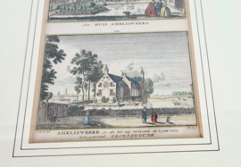 Jan de Beijer - kopergravure Hendrik Spilman - Amelisweerd - hand ingekleurde gravure - 18e eeuw