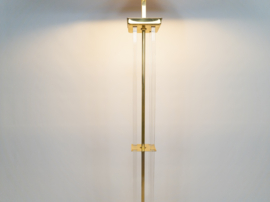 Lucite  - vloerlamp -  jaren 1970 - messing - plexiglas - Hollywood regency vloerlamp - 70's