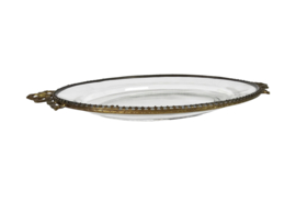 Serveerschaal - glas - verguld - bewerkte rand met aan weerszijde strikjes - 1e helft 20e eeuw