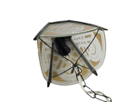 Amsterdams school stijl - lantaarn - hanglamp - glas - messing - 1930's
