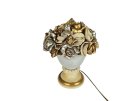 Italiaanse tafellamp - Hollywood Regency stijl - goudverf - plateel - 80's