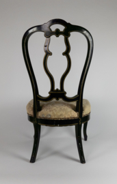 Napoleon 3 stoel - zwart gelakt - goud -  bloemmotieven - Frankrijk - 3e kwart 20e eeuw