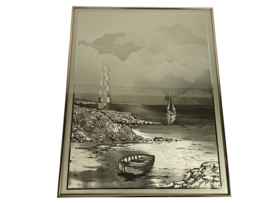 Jean Roy Hardelin - goudfolie afbeelding - gesigneerd - Frankrijk - 1970's