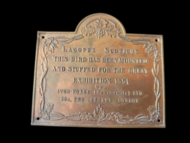Plaquette - Great Exhibition 1851 Taxidermy Exhibit Plaque - Lagopus Scoticus