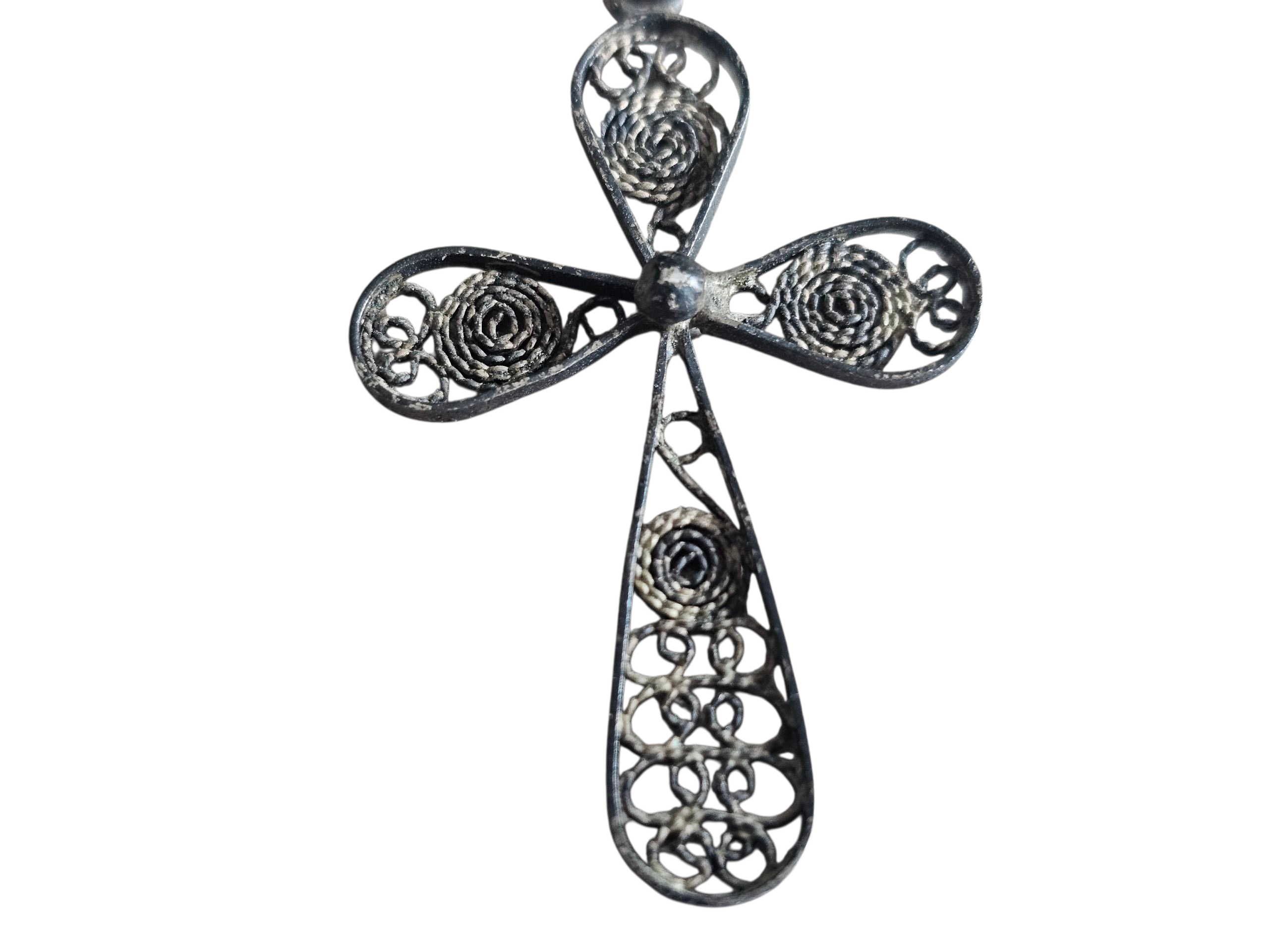 Crucifix - filigraan techniek - zilver - 19e eeuw