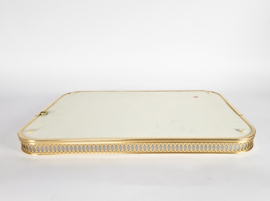 Hollywood Regency - dienblad - messing - glas - Italie - 3e kwart 20e eeuw