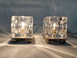 Vandeheg - Kubus - glazen ice lampen - set (2) - glas - metaal - halogeen - 90's