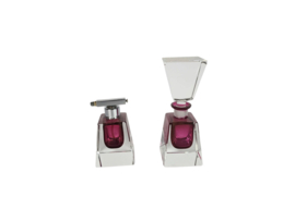 Murano Sommerso - Flavio Poli - roze en helder glas - parfumfles met stop /  verstuiver -  1960's