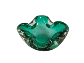 Murano Sommerso - Fratelli Toso - groen glas met ingesloten luchtbellen - Italie - 1950's