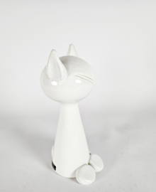 Potterie Peter Selhorst - wit -geglazuurde XL Kat - 1980'S