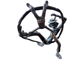 Cliniclowns - CliniClown met kind - verbronsd sculptuur - beeldje  - 2009