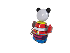 Vintage - opwindbeer - drummer - blik - China - 3e kwart 20e eeuw