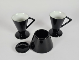 Vintage - Porselein - Memphis Milano stijl -  kopjes (2) en suikerpotje - 80's