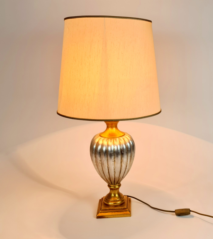 Table  -  desklamp - Made in Italy - gold - silver - Hollywood Regency style - 90's