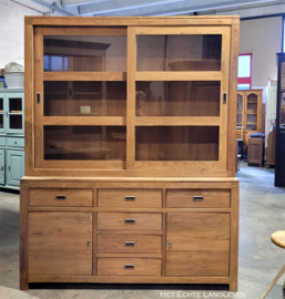 Strakke moderne houten vitrinekast / buffetkast