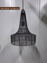 Stoere zwarte hanglamp / H 50 cm