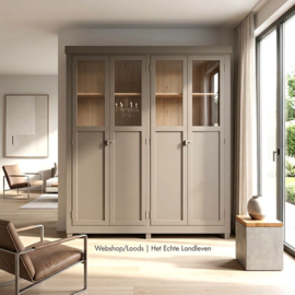 Maatwerk: Grote 4 drs Schoolkast /glas deuren / demontabel/ 10007